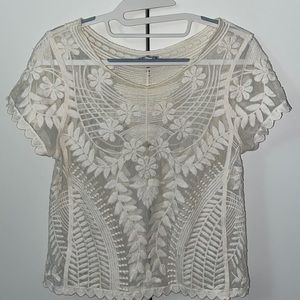 EXPRESS OFF WHITE LACE TOP
